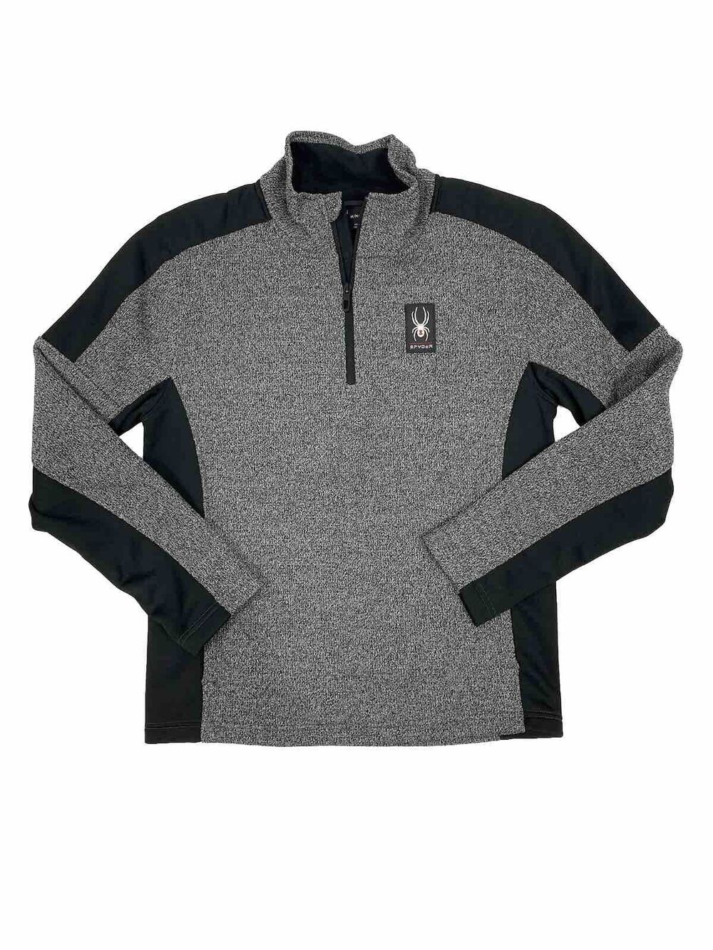 Men’s SPYDER 1/4 Zip Winter Jacket Heather Grey/Black Hoodie Logo Size M